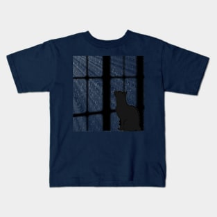 cat look to the rain Kids T-Shirt